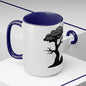 Ghost Cat Calling The Witch From The Tree Mug, Two-Tone Coffee Mugs, Halloween Mug, Fall Coffee Mug, Autumn Mug, Best Friend Gift, Spooky Love, Cocoa Mug