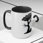 Ghost Cat Calling The Witch From The Tree Mug, Two-Tone Coffee Mugs, Halloween Mug, Fall Coffee Mug, Autumn Mug, Best Friend Gift, Spooky Love, Cocoa Mug