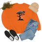 Ghost Cat Calling The Witch From The Tree Crewneck Sweatshirt, Unisex Heavy Blend, Halloween Hoodie, Cute Halloween Gifts
