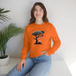Ghost Cat Calling The Witch From The Tree Crewneck Sweatshirt, Unisex Heavy Blend, Halloween Hoodie, Cute Halloween Gifts
