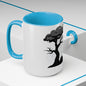 Ghost Cat Calling The Witch From The Tree Mug, Two-Tone Coffee Mugs, Halloween Mug, Fall Coffee Mug, Autumn Mug, Best Friend Gift, Spooky Love, Cocoa Mug