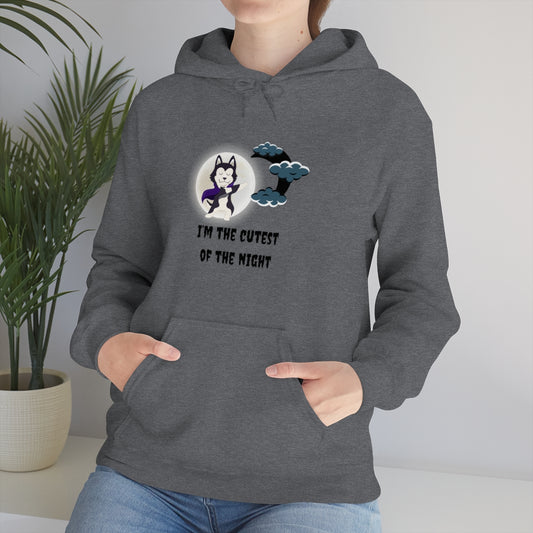 Vampire Wolfdog Under The Moon Hooded Sweatshirt,  Unisex Heavy Blend, Halloween Hoodie, Cute Halloween Gifts