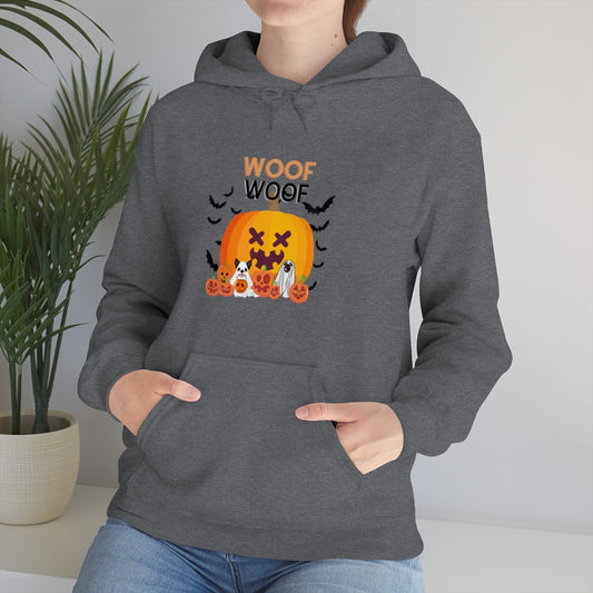 Dogs Hiding In Pumpkins Hooded Sweatshirt, Unisex Heavy Blend, Halloween Hoodie, Cute Halloween Gifts