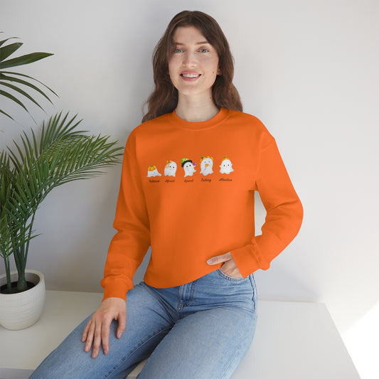 Mini Ghosts Crewneck Sweatshirt, Unisex Heavy Blend, Halloween Hoodie, Cute Halloween Gifts