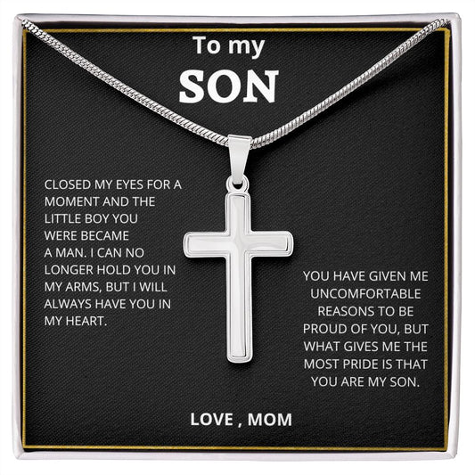 To My Son, Stainless Cross Necklace, Keepsake Gift For Son, Gift For Son From Mom, Birthday Gift, Graduation Gift, Christmas Gifts