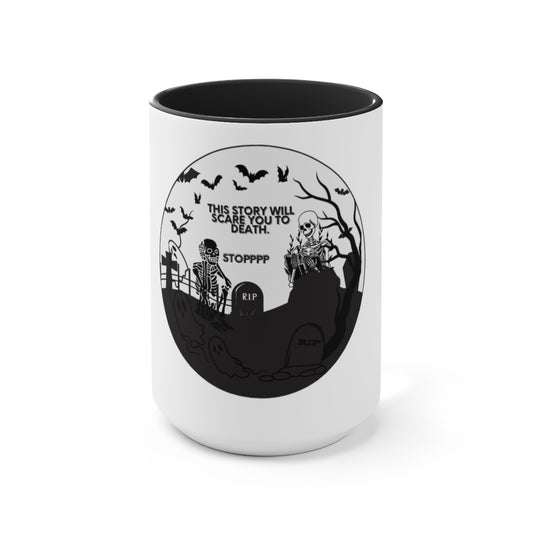 Skulls Talking In The Grave Mug, Two-Tone Coffee Mugs, Halloween Mug, Fall Coffee Mug, Autumn Mug, Best Friend Gift, Spooky Love, Cocoa Mug